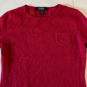Express Vibrant Red Knit Tee 100% Cashmere top Sz Med